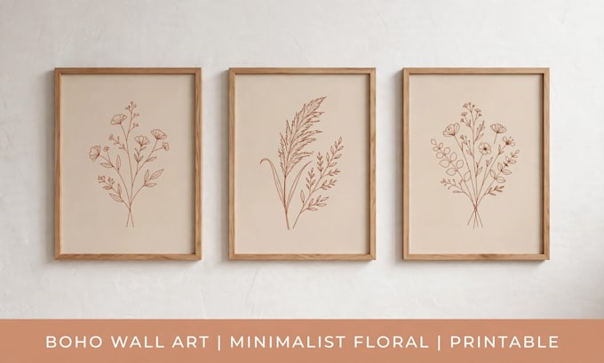 create minimalist boho floral wall art set