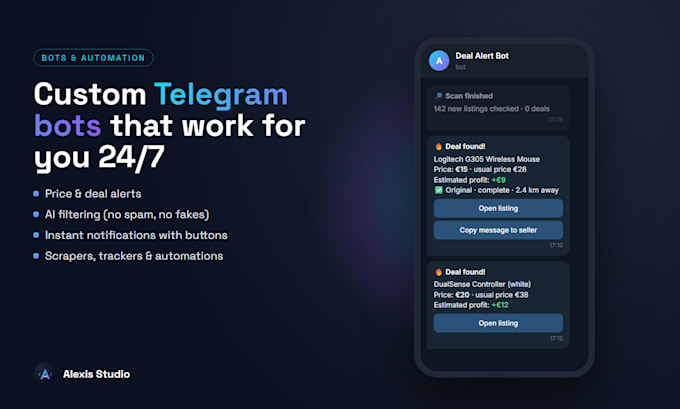 build a custom telegram bot for alerts and automation