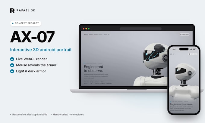 create interactive 3d website or landing page with animation