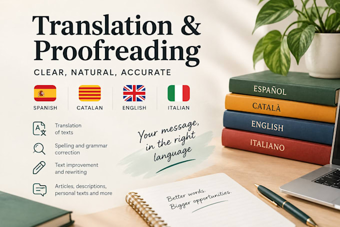 translate, proofread and write texts professionally