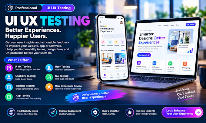 do UX testing, website testing, software testing and usability testing