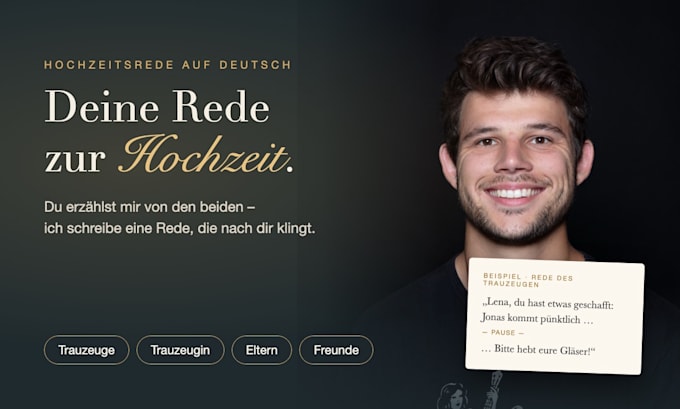write your german wedding speech as best man, maid of honor or parent