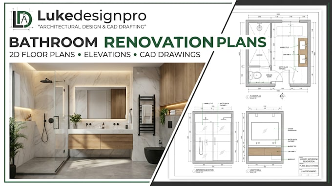 create 2d bathroom renovation plans and elevations