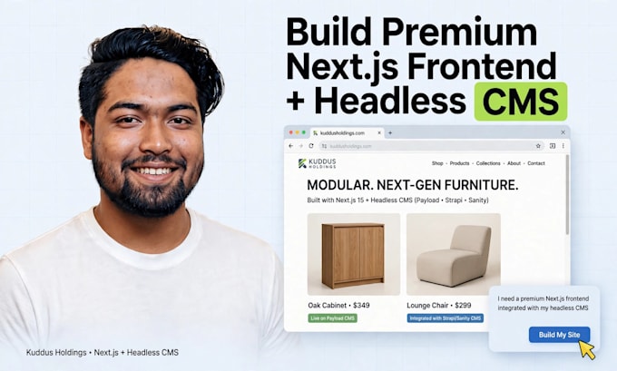 design a premium nextjs frontend and integrate your headless cms