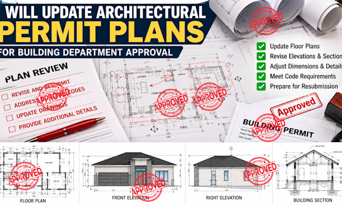 update architectural permit plans for building department approval