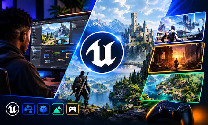 create ue5 blueprints, gameplay mechanics, multiplayer systems, and game feature