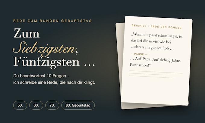 write your german speech for a 50th, 60th or 70th birthday