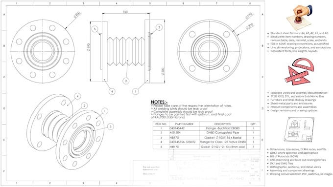 create expert level engineering manufacturing drawings