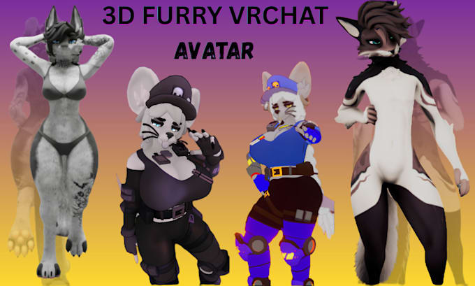 create furry vrchat avatar fursona anthro 3d model rigging physbones unity quest