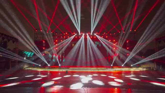 create realistic 3d event stage design with lighting, led screen design