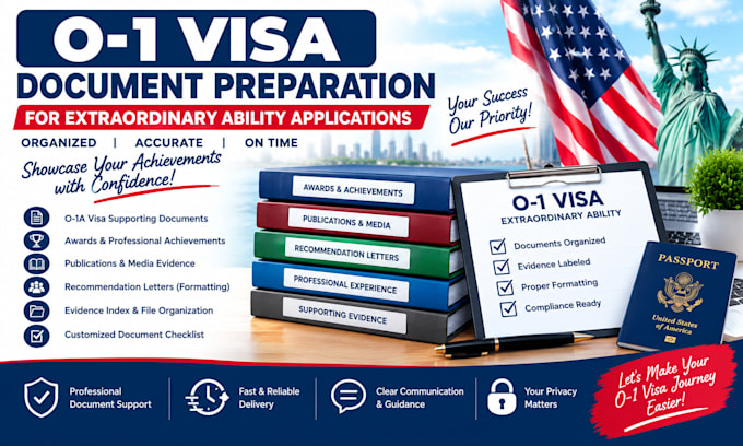 assist with o1 visa document preparation for extraordinary ability applications