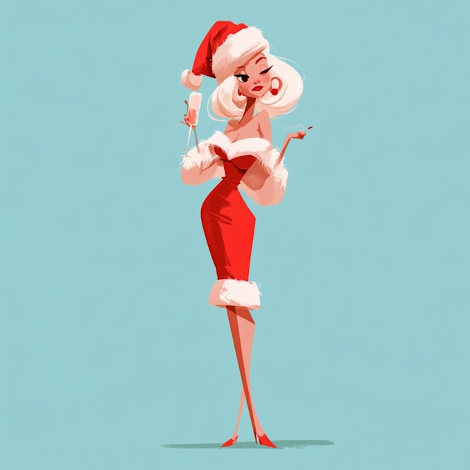 illustrate magical christmas scenes, characters