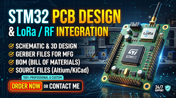 create custom stm32 pcb for lora, rf transceiver and sensor communication