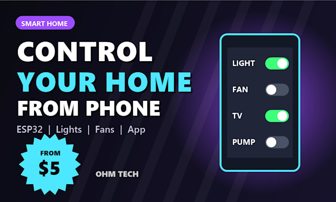 build esp32 smart home automation with phone control