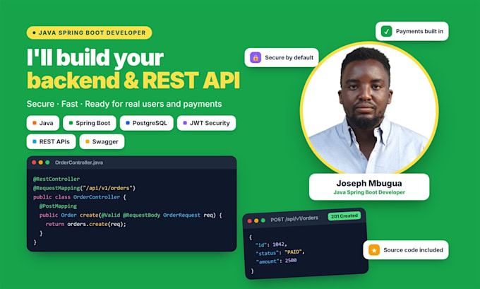 Build a java spring boot backend and rest api by Josephmbugua486 | Fiverr