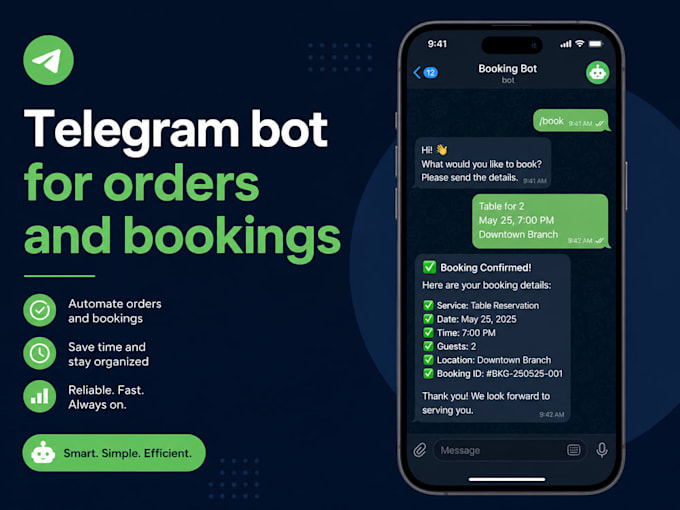 build a telegram bot for orders, bookings and reminders