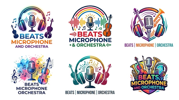 create a professional beats, microphone, and orchestra logo