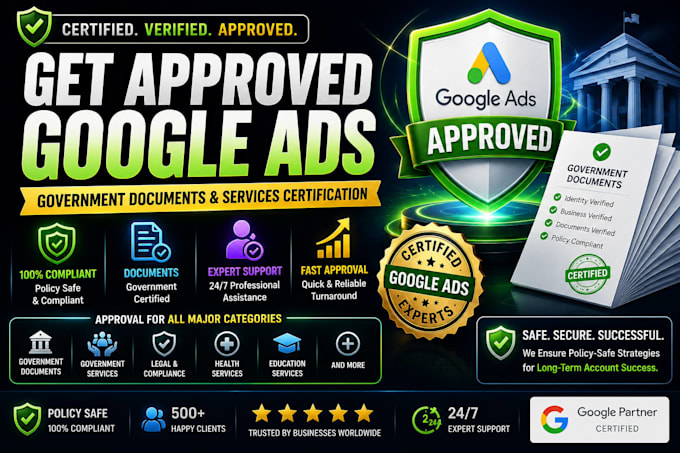 get approved google ads government documents and services certification
