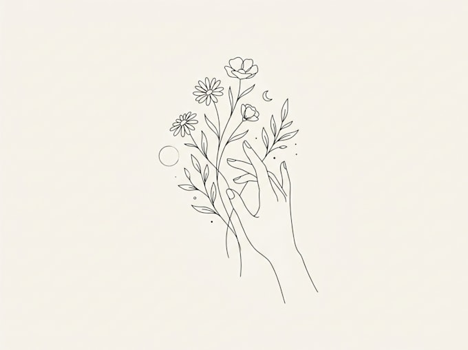 draw custom black and white line art illustration