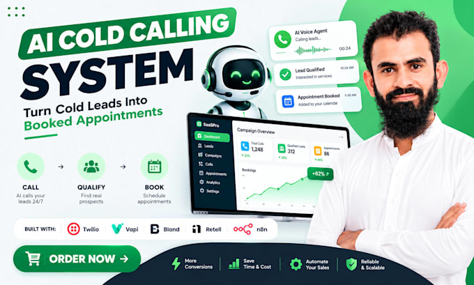 build ai voice agent, ai calling agent, ai receptionist for cold calling
