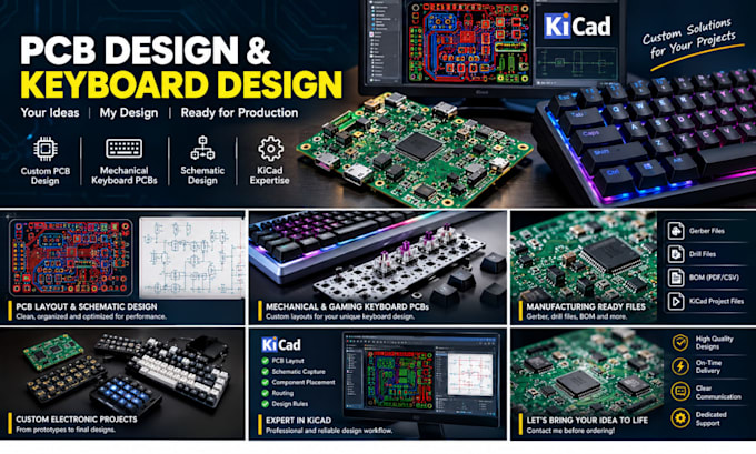 design custom pcb layouts for gaming keyboard and electronic devices using kicad