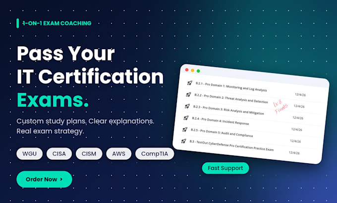 help in wgu assessments cisa cism aws and comptia certification