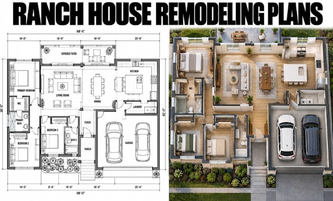 create ranch house remodeling plans with professional cad documentation
