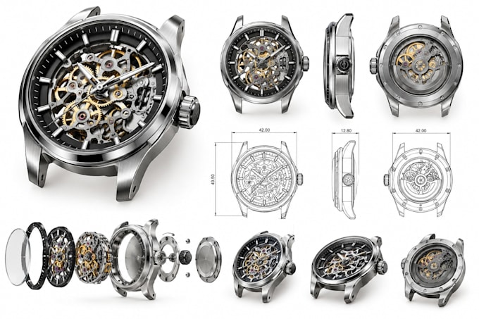 custom 3d watch case cad design for cnc manufacturing