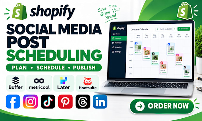 setup shopify social media scheduling system for consistent posting
