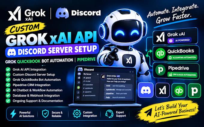 custom grok xai api discord server setup grok quickbook bot automation pipedrive
