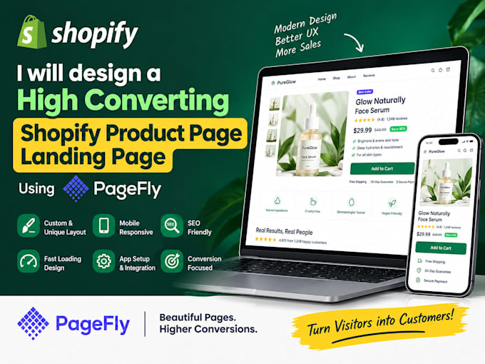 design a high converting shopify product page landing page using pagefly