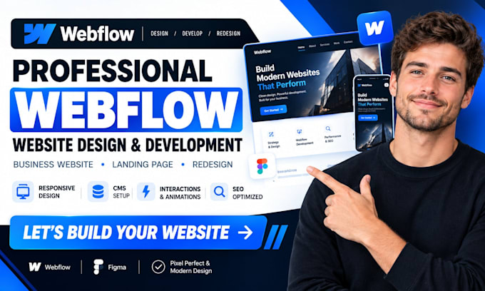 design develop redesign webflow website figma to webflow expert landing page cms