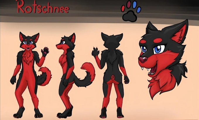 create a furry reference sheet and fursona character design