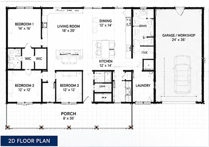 Custom F Designs Design custom barndominium floor plans and pole barn house plans by ...