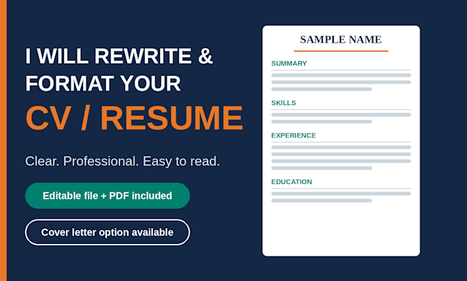 rewrite and professionally format your CV or resume