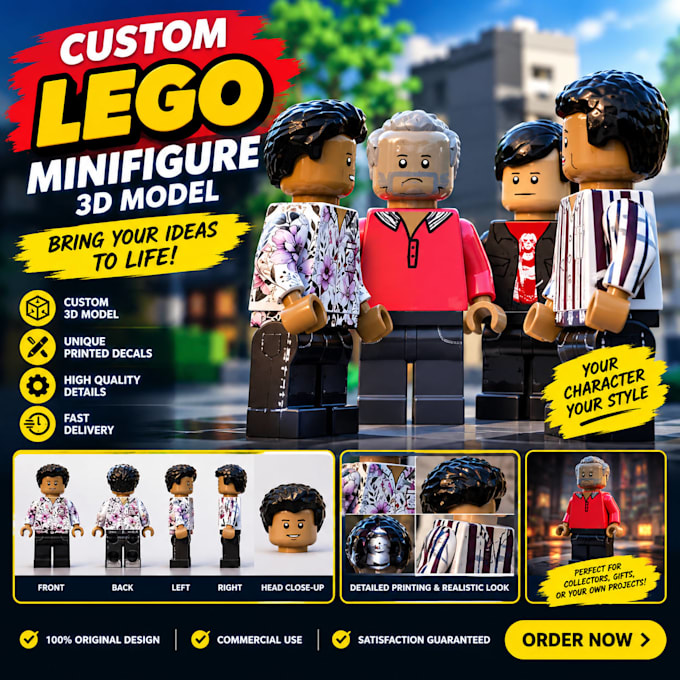 custom lego minifigure 3d model with custom decals