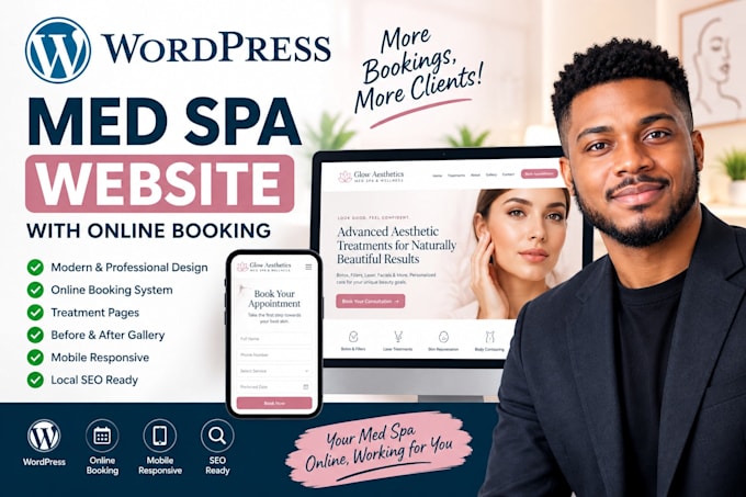design a wordpress med spa website with online booking