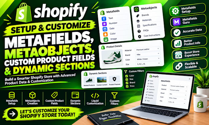 set up shopify metafields, metaobjects and dynamic sections