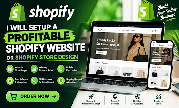 setup profitable shopify website or shopify store design