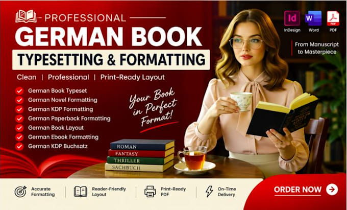 professionally typeset and format your german book, novel, paperback, kdp
