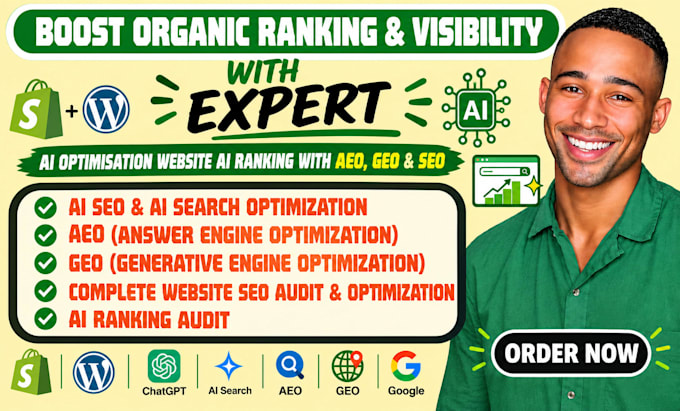 do shopify wordpress ai optimisation, website ai ranking with aeo, geo and seo
