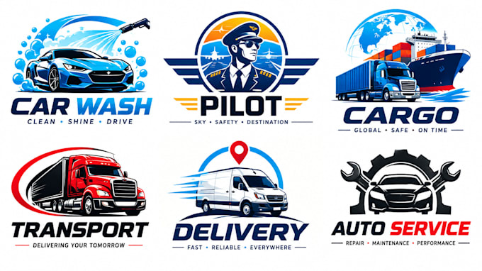 design a professional car wash, pilot, cargo logo