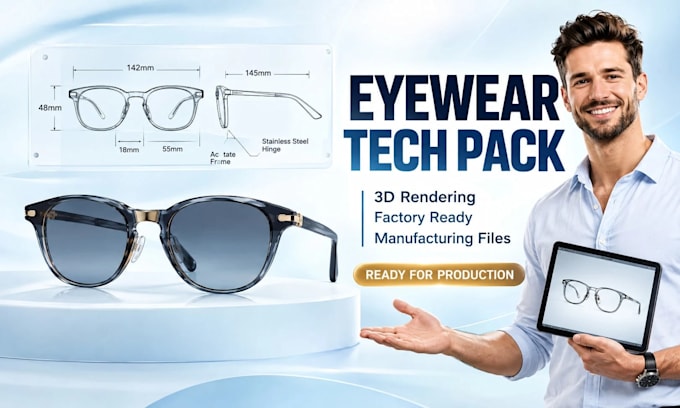 do eyewear tech pack eyeglass tech pack optic 3d tech pack design