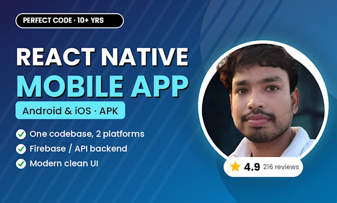 develop react native mobile app for android and ios