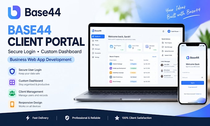 build a custom base44 client portal with login and dashboard