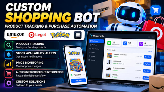 develop a custom shopping bot for product tracking and purchase automation