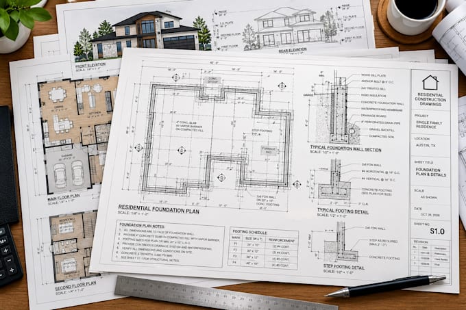 create texas and north carolina building permit drawings set