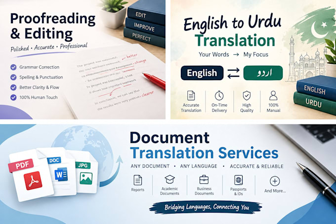 translate and proofread articles, documents, and websites
