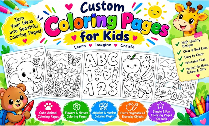 create custom coloring pages for kids and children