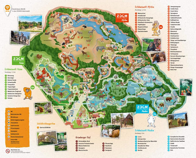 design a custom zoo map, wildlife park map and visitor guide